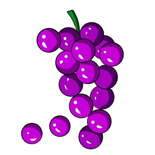 紫色手绘葡萄食物元素