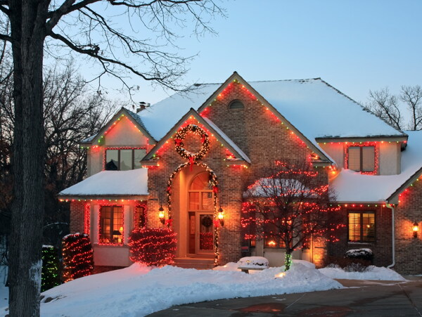圣诞节房屋雪景