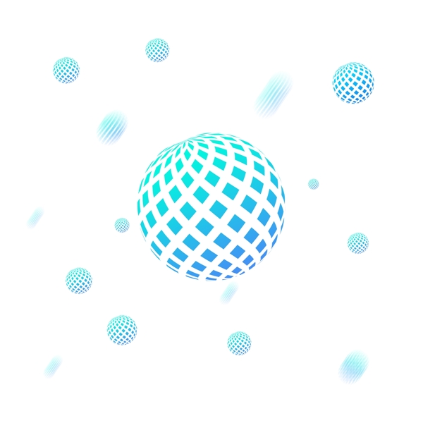 蓝绿色渐变3D球体电商漂浮设计元素