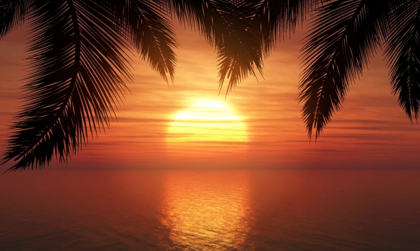 海上的夕阳风景图片