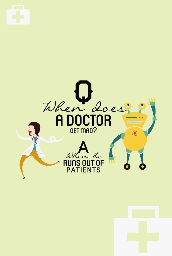 卡通医生与机器人背景