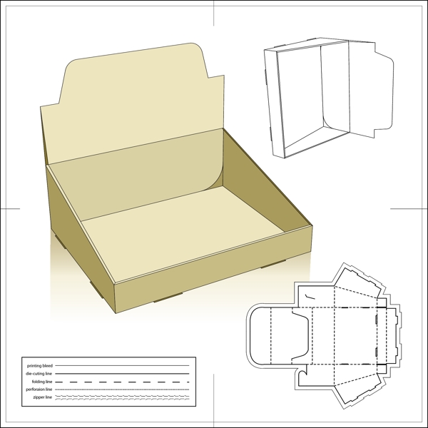 创意包装盒效果图含刀模