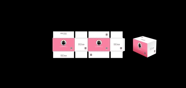 章鱼家包装盒初粉色白色拼接33