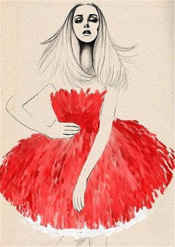 红色抹胸裙设计图