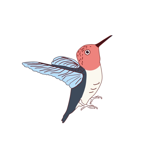 一只手绘彩色小鸟卡通元素