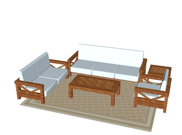 su家具模型中式沙发套组