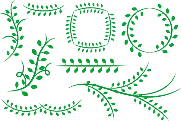 免费天然花卉绿叶饰品矢量图