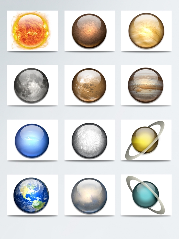 太阳系3D高光行星图标素材