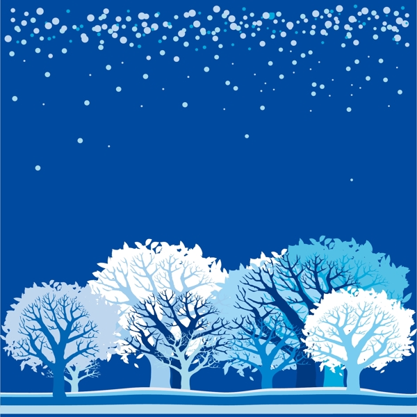 冬季雪景矢量海报背景模板