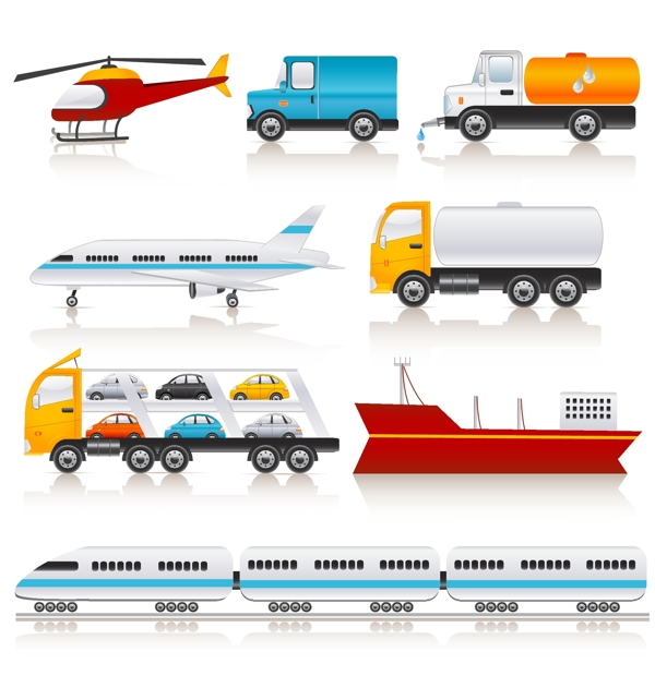 运输汽车和卡车自行车各种矢量素材