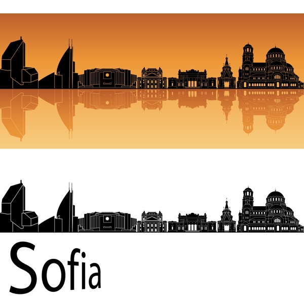 索菲亚城市建筑剪影图片