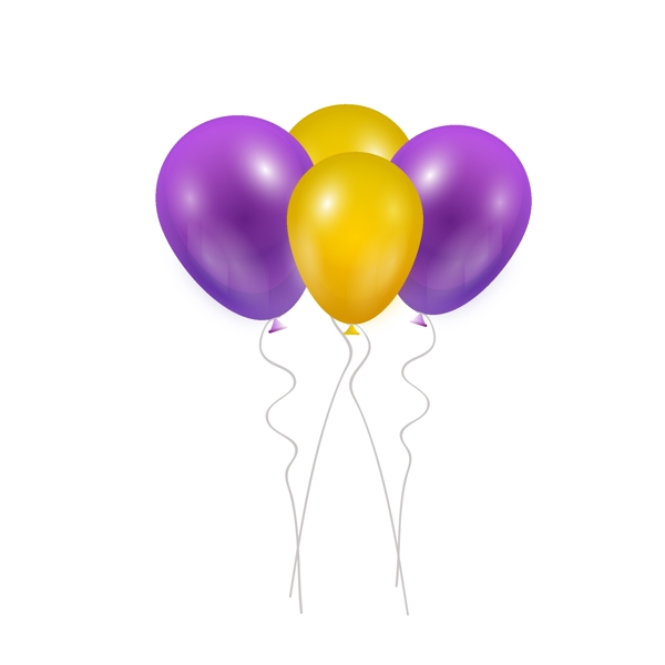 气球黄色紫色矢量元素