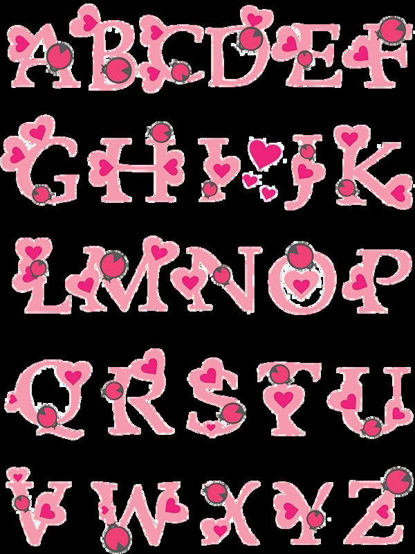 粉红爱心装饰英文字母