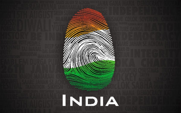 印度共和国日彩色指纹图标图片