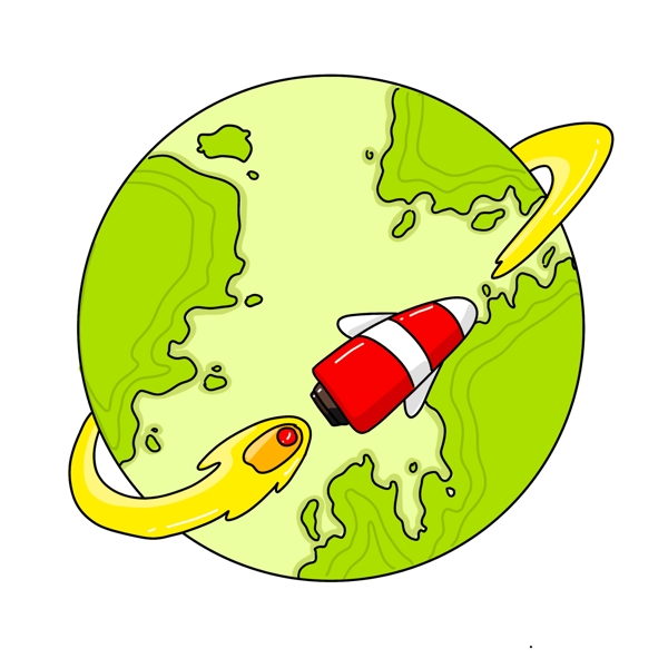 地球和航天火箭插图