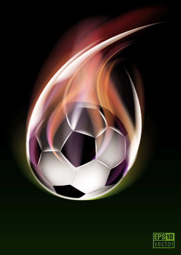 创意火焰足球背景矢量素材图片