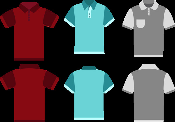 三种款式T恤衫模板免抠png透明图层素材