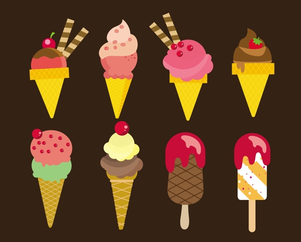 夏季冰淇淋矢量图