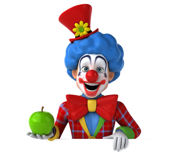 拿着苹果的小丑图片