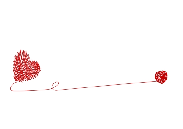 手绘爱心线团分割线矢量元素