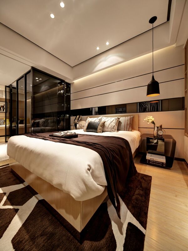 花纹地毯卧室现代效果图