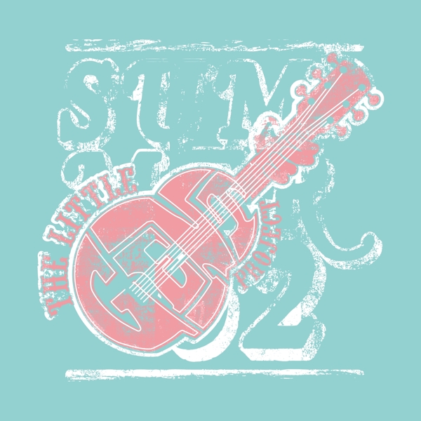 印花矢量图T恤图案图文结合音乐元素吉他免费素材