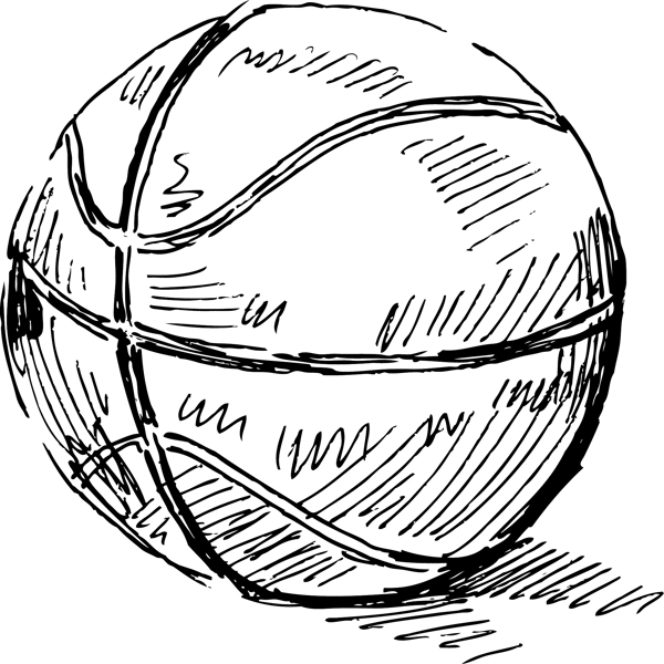 卡通矢量手绘线稿篮球商业钢笔插画设计元素
