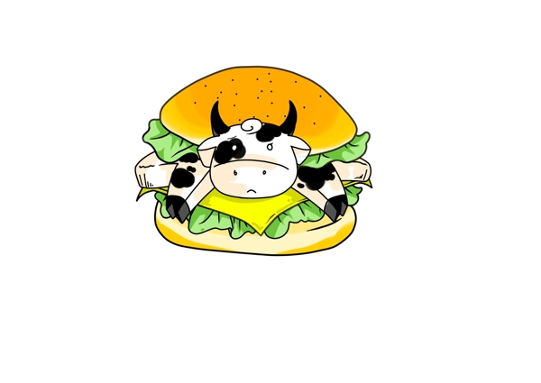 奶牛汉堡图片