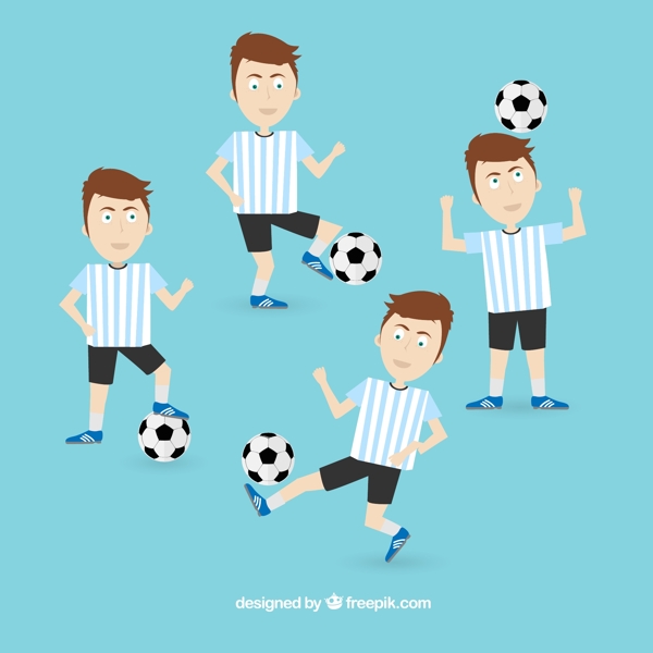 4款足球运动员设计矢量素材图片