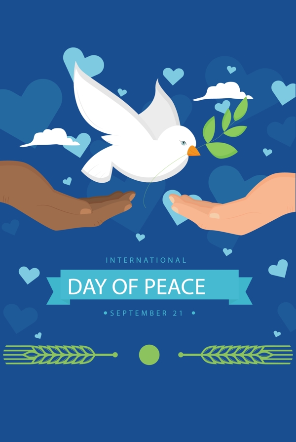 世界和平日国际和平扁平简约和平鸽宣传海报