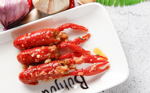 蒜蓉龙虾美食食材背景海报素材图片