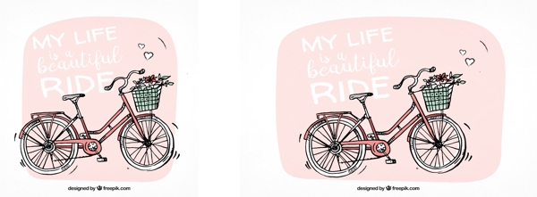 手绘背景与可爱的自行车