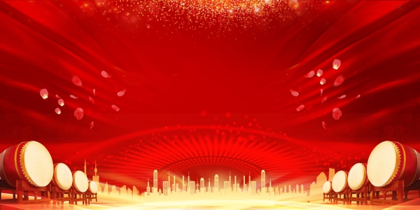 红色喜庆2019新年舞台背景设计