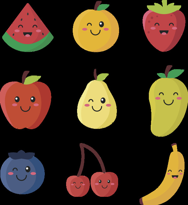 水果表情可爱图标免抠png透明图层素材
