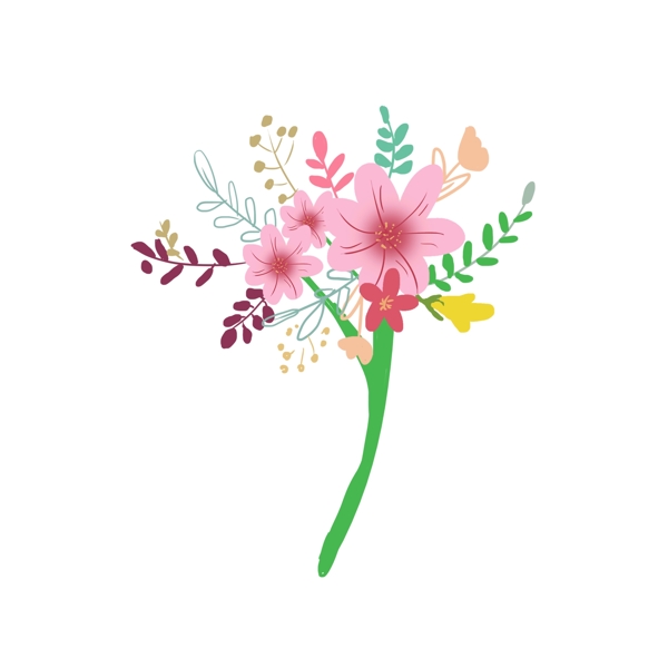 手绘粉色花束插画