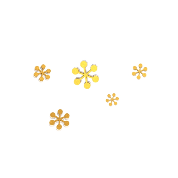 C4D立体金色雪花装饰图案