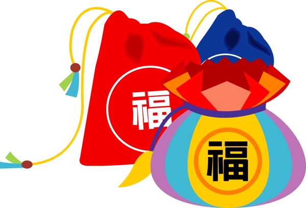 韩国传统新年符号福袋矢量图图片