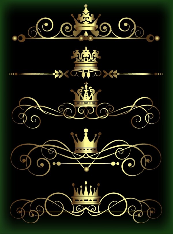 宫廷皇冠曲线线条网页设计标签