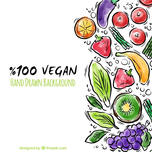 彩绘纯素食主义水果和蔬菜宣传单