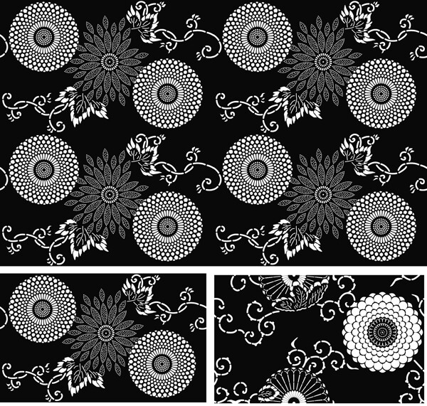 黑白无缝花纹底纹图片