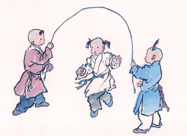跳绳的古代儿童图片