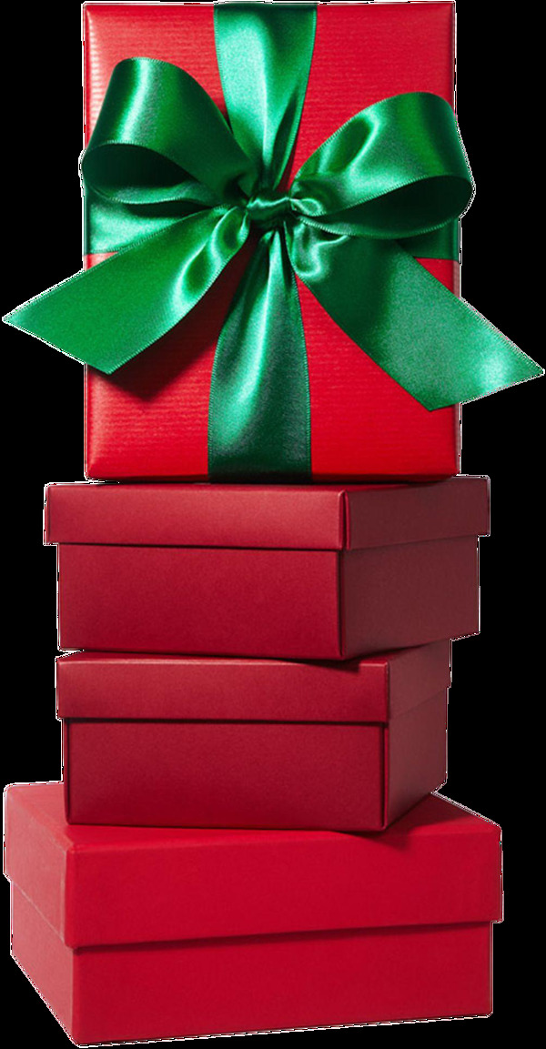 节日大红色礼物盒透明装饰素材
