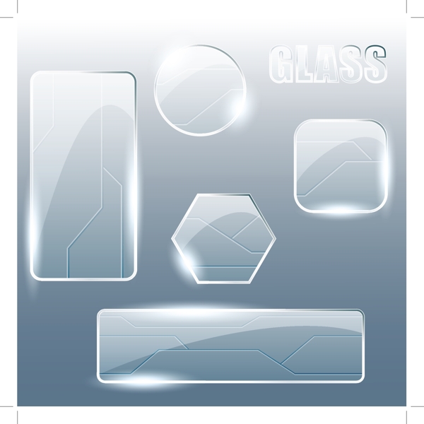 格拉斯透明层玻璃元素图标矢量