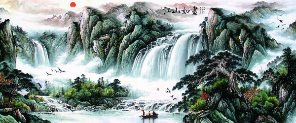 中式风景背景墙