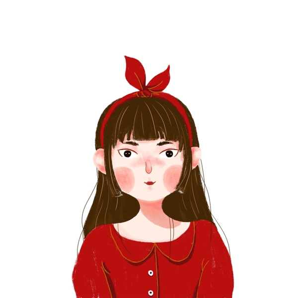 红衣服的女孩插画