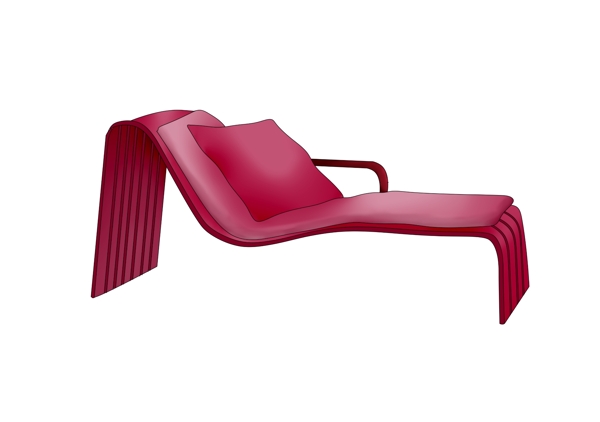 红色的躺椅装饰插画