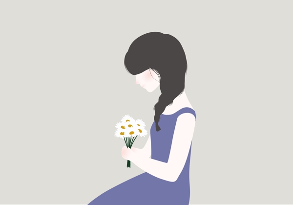 与Flowers插图的女人