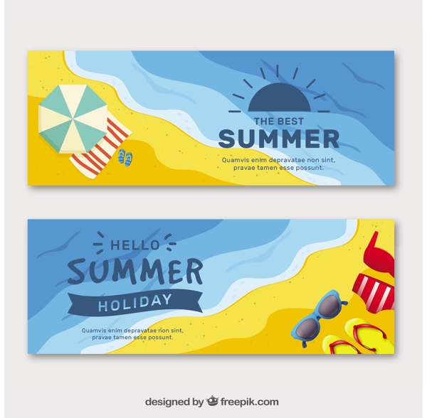 夏季海滩元素装饰图案横幅