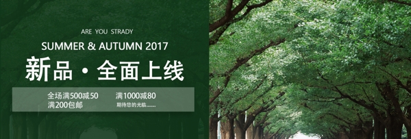 绿色清新新品促销海报banner