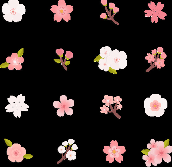 卡通粉色鲜花花朵png元素